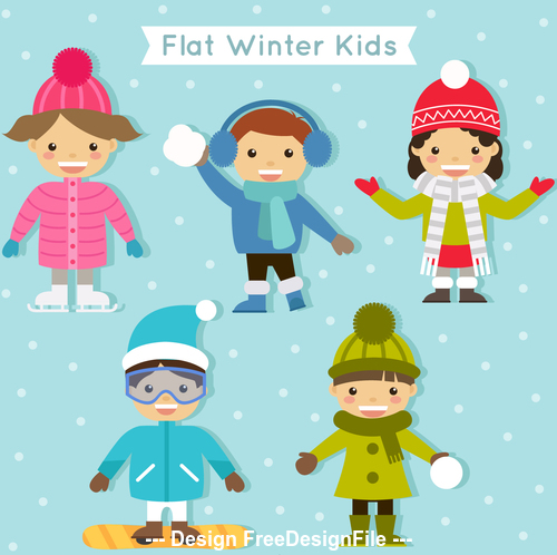 Flat winter kids vector