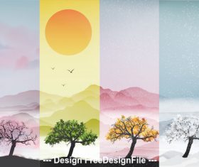 Four Seasons banners vector