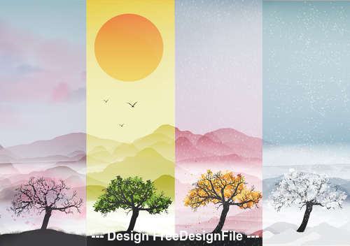 Four Seasons banners vector