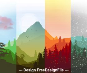 Four season mountain banner vector