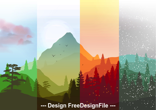 Four season mountain banner vector