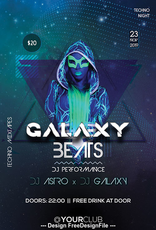 Galaxy Beats Party PSD Flyer Template