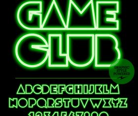 Game club color alphabet vector