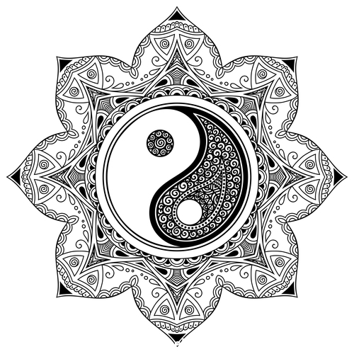 Geometry tatoo Mandala black Yin yang vector