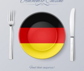 Germany authentic cuisine and flag circ icon vector