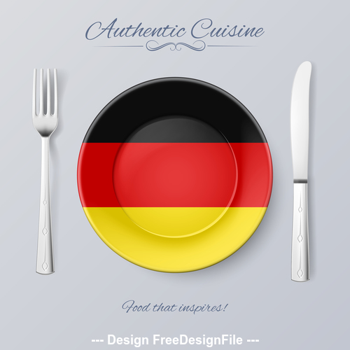 Germany authentic cuisine and flag circ icon vector