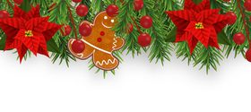 Gingerbread and holly decoration 2020 Christmas card vector