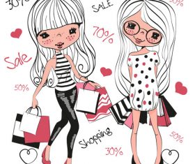 Girl shopping comics vector
