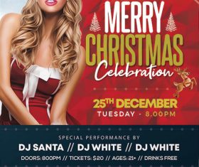 Girl with Christmas Party Flyer PSD Template