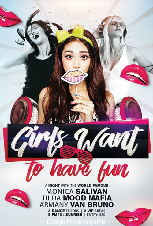 Girls Want To Have Fun Poster PSD Template