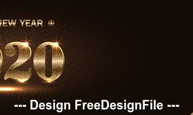 Glitter gold word 2020 happy new year vector