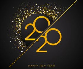 Gold line crossbar 2020 new year digital vector