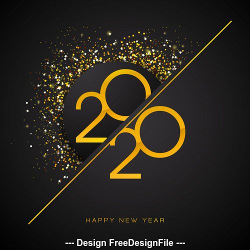 Gold line crossbar 2020 new year digital vector