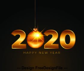 Golden 2020 digital happy new year vector