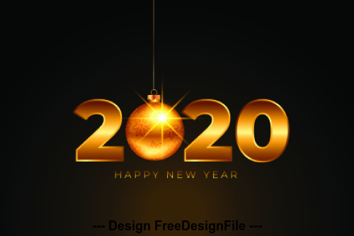Golden 2020 digital happy new year vector