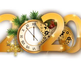 Golden 2020 new year vector