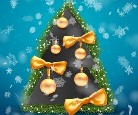 Golden decorative ball on christmas tree vector