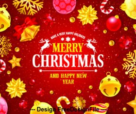 Golden decorative christmas card vector