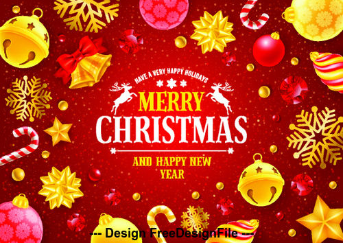 Golden decorative christmas card vector