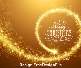 Golden flickering lights christmas card vector