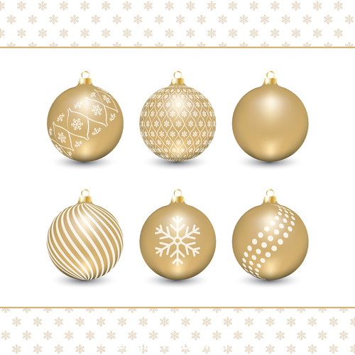 Golden holiday decoration balls vector