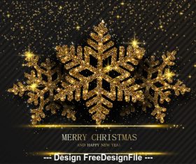 Golden snowflake Christmas card vector