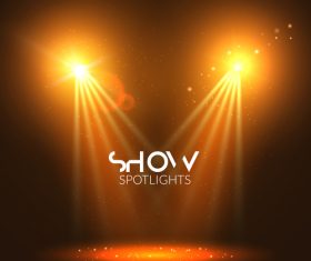 Golden stage lighting vector