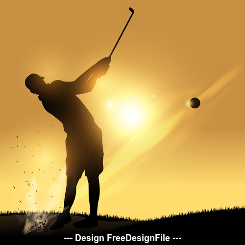 Golfer swing silhouette vector