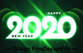 Green 2020 digital design happy new year vector