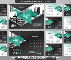 Green triangle new year wall calendar template vector