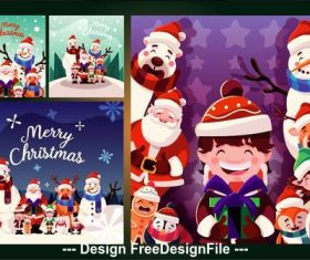 Happy Christmas illustration collection vector