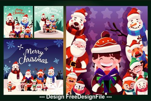 Happy Christmas illustration collection vector