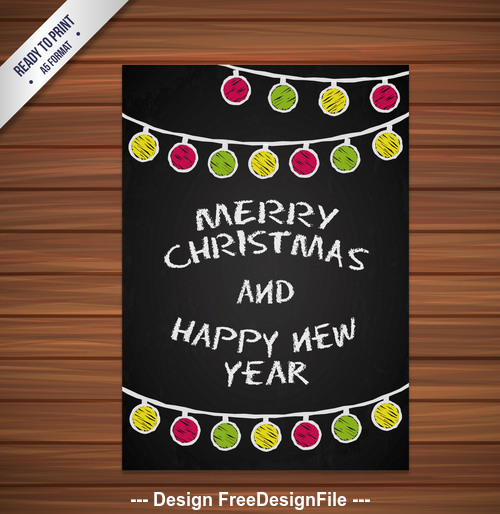 Happy christma hand drawn card vector