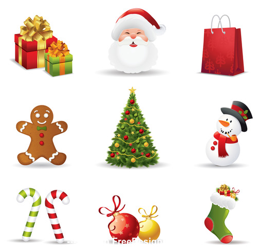 Happy christmas icons vector