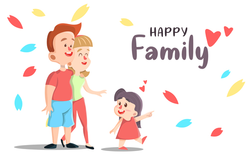 Happy family illustration vector free download