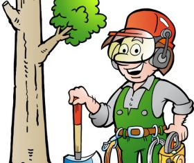 Happy forest worker cartoon vector