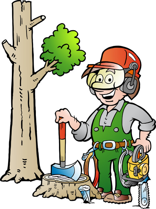 Happy forest worker cartoon vector