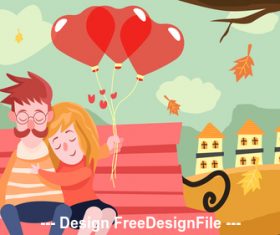 Happy loving with balloons vector