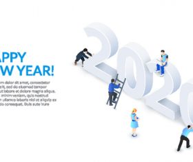 Happy new year 3D concept illustration vector