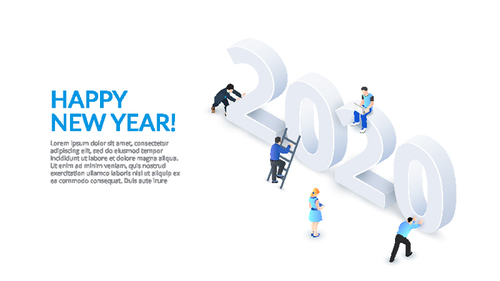 Happy new year 3D concept illustration vector