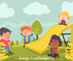 Happy outing cartoon illustration vector