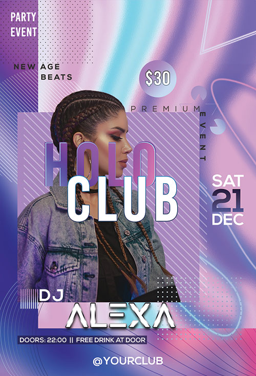 Holo Club Party Poster and Flyer Psd Template