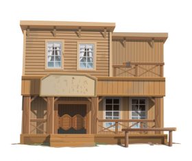 Hotel wooden building vector