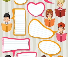 Illustration reading books students and color dialogs vector 02