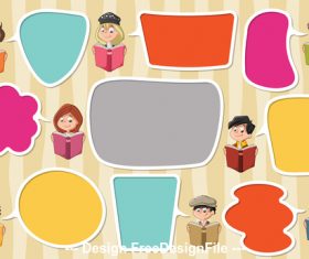 Illustration reading books students and color dialogs vector 03