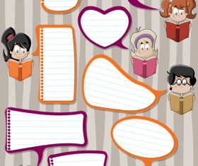 Illustration reading books students and color dialogs vector 04