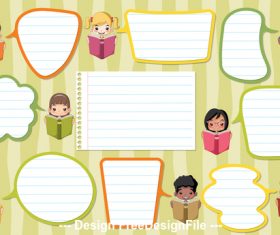 Illustration reading books students and color dialogs vector 05