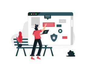 Information interaction illustration vector