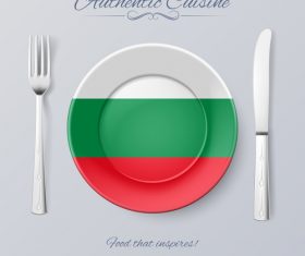 Italy authentic cuisine and flag circ icon vector