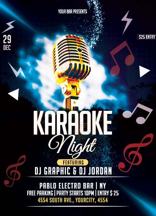 Karaoke Night Party Flyer PSD Template